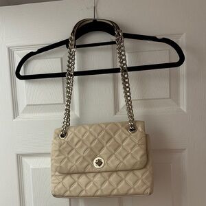 Kate Spade Quilted Beige Chain Shoulder Bag